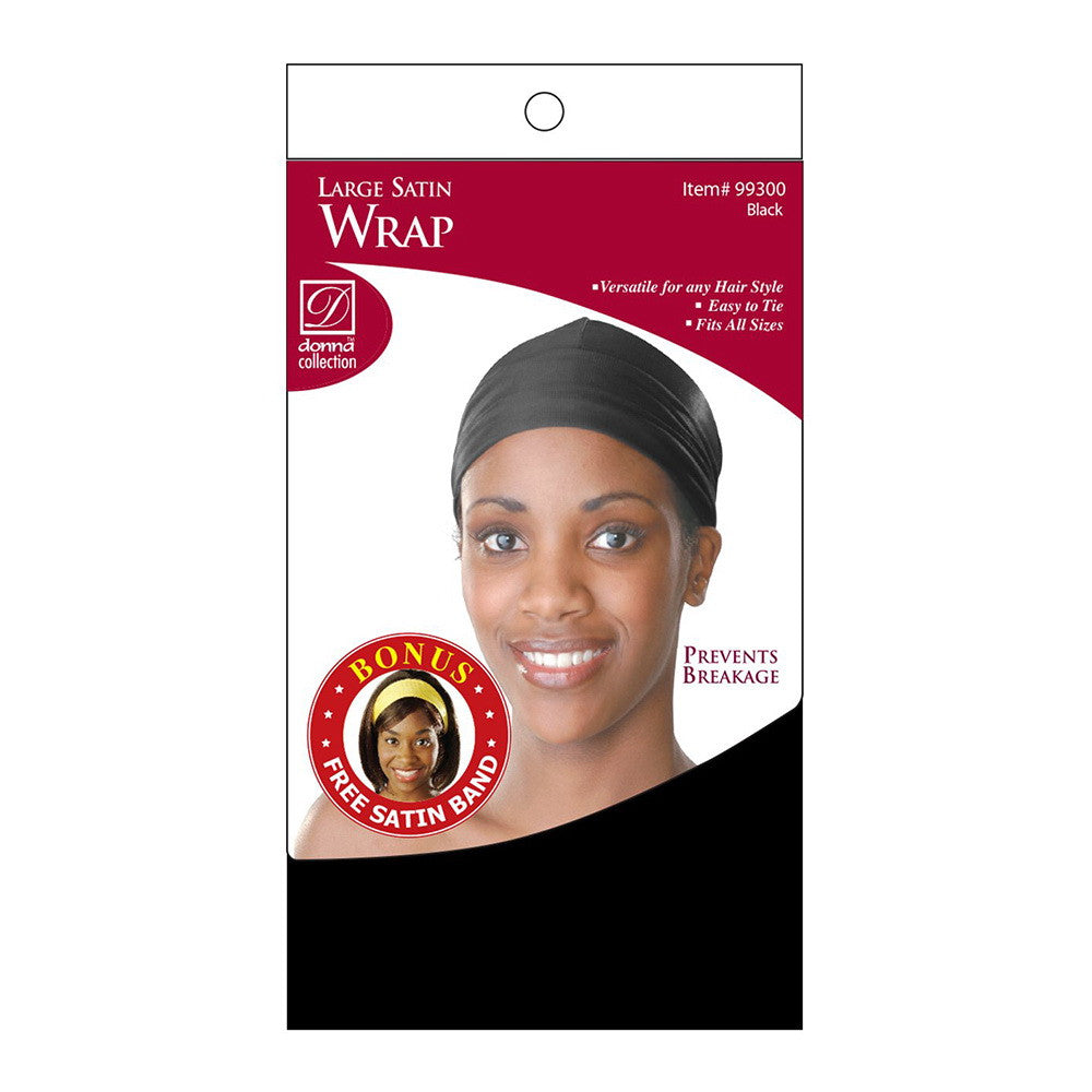 Donna Satin Wrap Black Large With Bns, 1 Ea